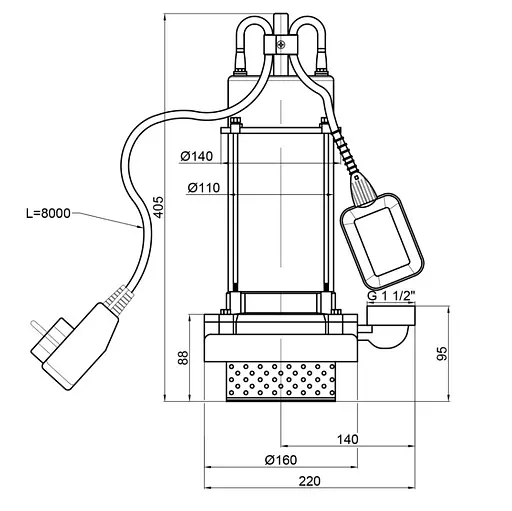 Дренажный насос Thermo Alliance QSD6-25-1,1 с поплавком TAQSD62511 - фото 4