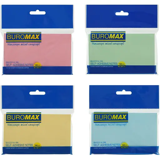 Блок бумаги для заметок Buromax Pastel с клейким слоем 76х127 мм 100 листов в ассортименте (BM.2314-99) - фото 1