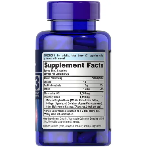 Препарат для суглобів і зв'язок Puritan's Pride Chondroitin Glucosamine MSM 3 Per Day Formula, 120  капсул - фото 2