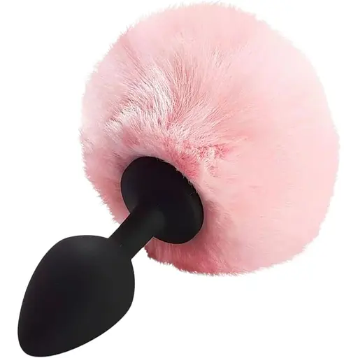 Силіконова анальна пробка М Art of Sex Silicone Bunny Tails Butt plug Pink діаметр 3.5 см