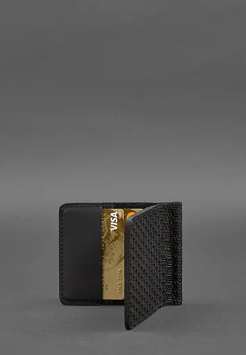 Мужской кожаный портмоне 1.0 зажим для денег черный Карбон - фото 5