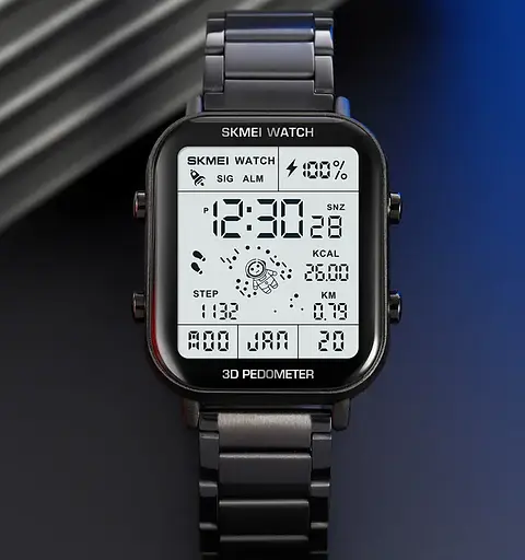 Чоловічий наручний годинник Skmei 1888 astronaut фітнес трекер (Чорний) - фото 5