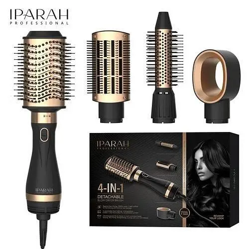 Фен-щетка мультистайлер IPARAH P-266G BLACK 4-в-1 для укладки волос, 4 насадки, 2 режима скорости, 2 уровня температуры - фото 2