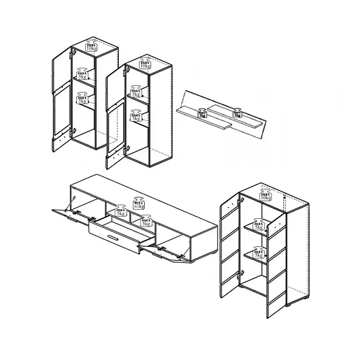 Модульная стенка для гостиной ВМК (БРВ) Арктика Нимфея альба + Белый глянец (GRB-1897) - фото 3