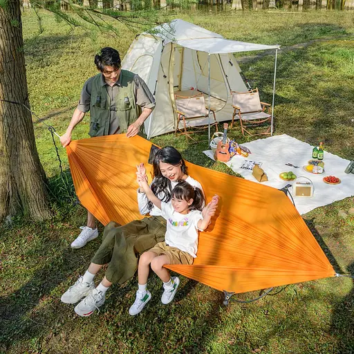 Гамак с дугами без опрокидывания Naturehike NH22DC008 (270x140 см) Оранжевый - фото 7