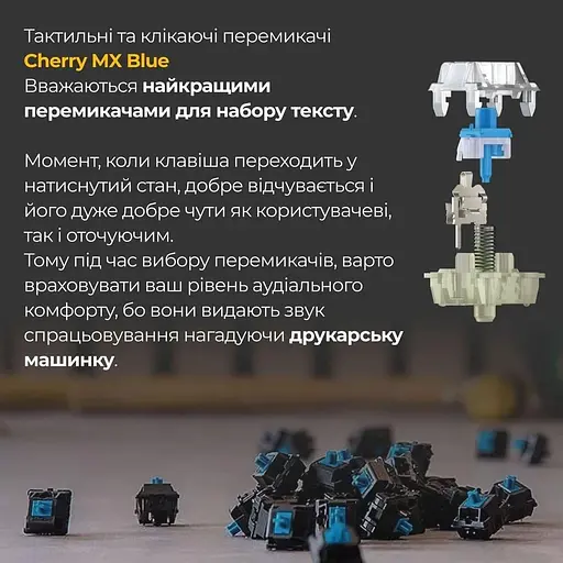 Клавиатура Ducky One 3 TKL Cherry MX Blue RGB White UA (DKON2187ST-CUAPXPWWWSC1) - фото 6