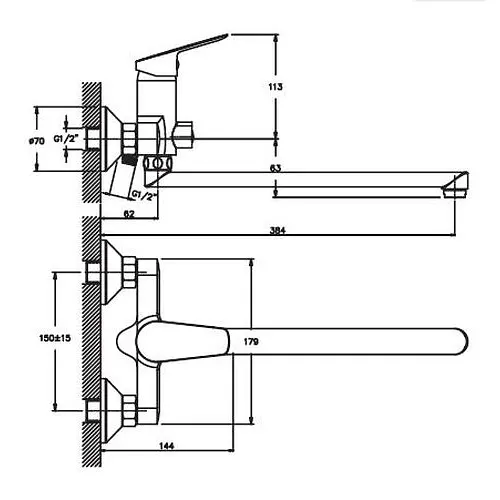 Смеситель для ванны Haiba NIKAS 006 (HB0854) - фото 2