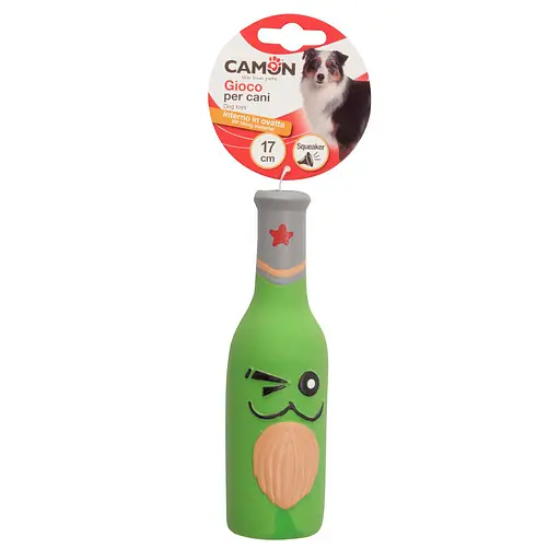 Іграшка для собак Camon пляшка латексна з пищалкою набита ватою 5.5 x 5.5 x 17 см (AH2014)