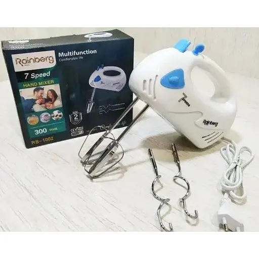Електричний ручний міксер Rainberg RB-1002 із насадками для замішування крутого тіста 300 Вт - фото 2