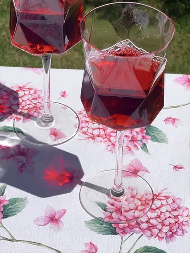 Водовідштовхувальна Скатертина з 3D принтом Гортензія 340х140 см (+ 7 серветок 30х40) Рожева - фото 5