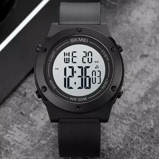 Чоловічий спортивний годинник Skmei 1772 (Чорний з білим) - фото 3