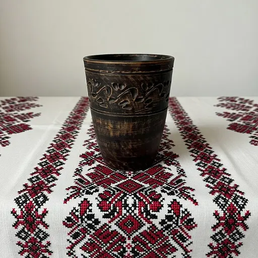 Стакан з червоної глини 400 мл Декор молочена кераміка Український глиняний посуд - фото 2