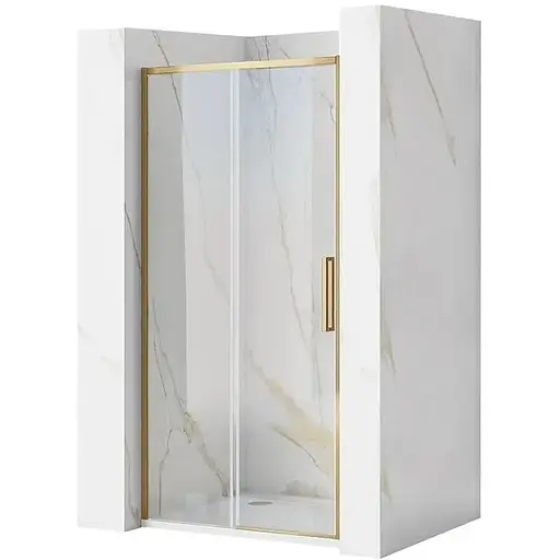 Душові двері Rea Rapid Slide 120 brashed gold REA-K4709, прозорий, золотий - фото 1