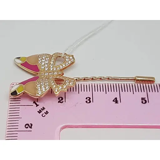 Золотий значок Tango Метелик з фіанітами і емаллю. 660118Е - фото 3