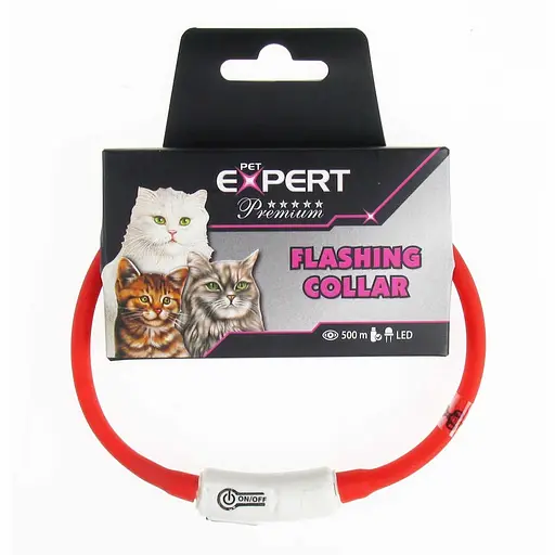 LED-нашийник для котів TatraPet Expert силікон червоний 1 х 35 см 