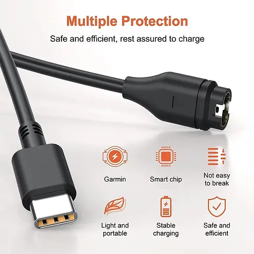 Зарядний пристрій Tamister для годинника Garmin Fenix 5/5S/5X/5X Plus/6/6S/6X Pro/7/7S/7X (Type C - прямий вхід) - фото 4