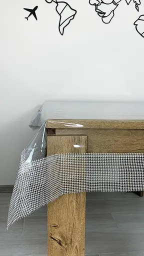 Скатертина силіконова зі срібною перлинною стрічкою 200х130 см - фото 6