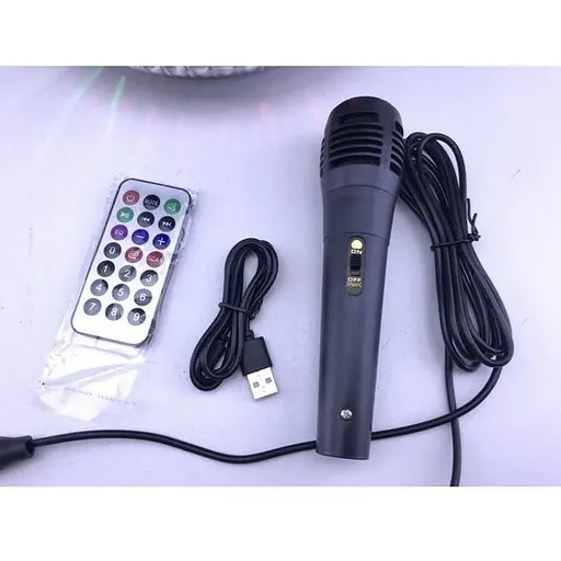 Портативна колонка RX-8228 Акустична система 20Вт RGB підсвічування з мікрофоном і пультом 2x8" Чорний - фото 2