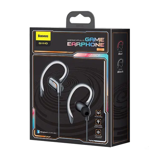 Дротові навушники Baseus Gamo Immersive Virtual 3D Game Type-З Earphone, 1.2m, black - фото 4