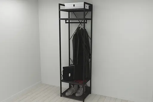 Шкаф Гардероб Уни секция 2 серии Конект Ferrum-decor 220x60x50см Черный металл ДСП Венге Магия 32 мм (FRD-104536) - фото 8