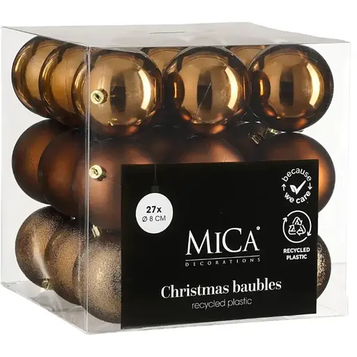 Набір ялинкових куль Mica Decorations шоколад 8 см 27 шт. (1181987)