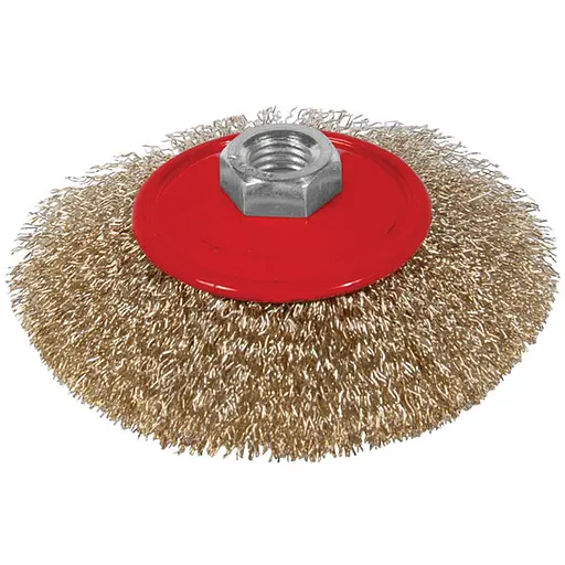 Щітка дротяна конусоподібна Sigma Ø75мм М14×2мм (латуньованна) (9016071) - фото 1