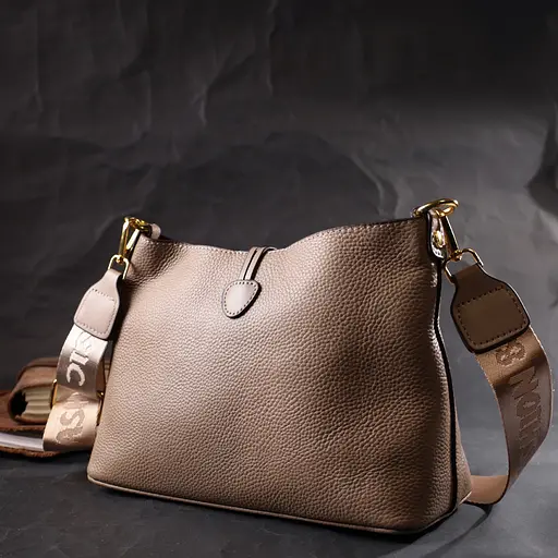 Сумка женская Vintage с оригинальной застежкой пуговкой из натуральной кожи 26х18х10 см sum0028990 - фото 9