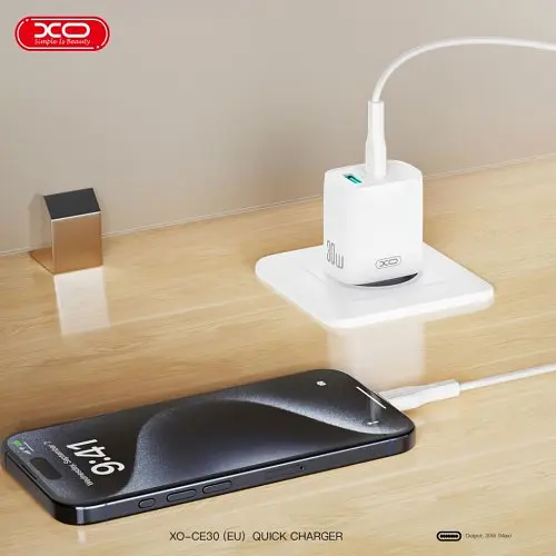 Мережевий зарядний пристрій XO CE30 30W 1USB-A+1USB-C fast charger Білий - фото 4
