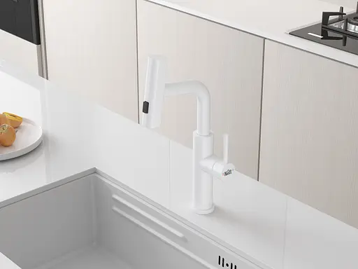 Cмеситель для кухни водопад с выдвижной лейкой белый Nett LW-35 Белый - фото 8