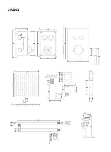 Душова система прихованого монтажу Corsan CMZ068CH хром + BOX 647007, Хром - фото 2