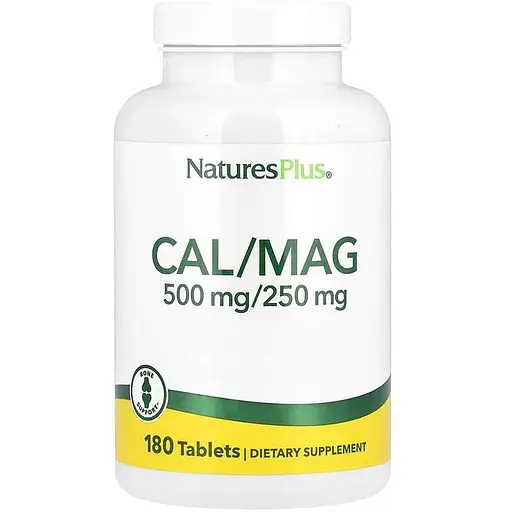 Кальций и магний Natures Plus Cal/Mag 500 mg/250 mg, 180 таблеток - фото 1