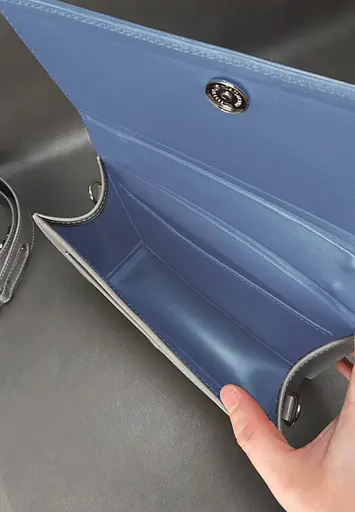 Жіноча шкіряна сумка Grace синій/сірий - фото 5