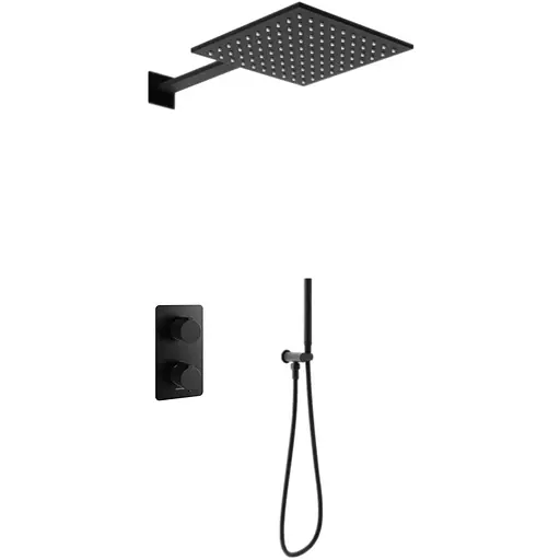 Душевая система Kohlman Experience 25 black с термостатом + BOX скрытого монтажа KPL-QW432EBQ25, Черный матовый - фото 1