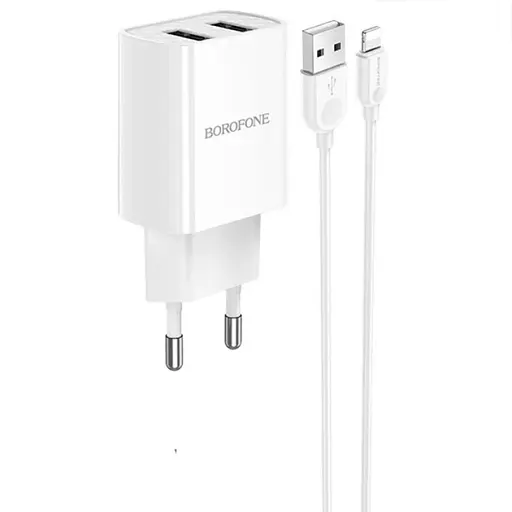 Зарядное устройство Borofone BA53A 2 x USB 2.1 A Lightning - фото 4