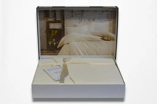 Постільна білизна Charlotte Cream Сатин-Stripe / простирадло на резинці 180x200см Cotton Shine pbe0052113 - фото 3