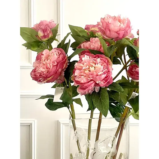 Пион искусственный тройная ветка 75 см цветок для декора и букетов розовый - фото 6
