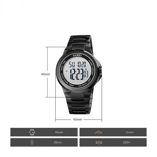 Чоловічий наручний годинник Skmei 1712 Чорний з білим циферблатом - фото 4