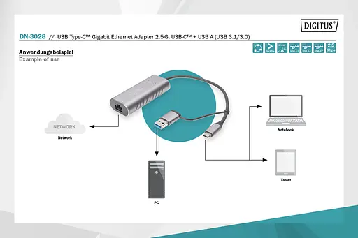 Digitus Адаптер USB-C/USB 3.0 - 2.5 Gbps Ethernet - фото 10