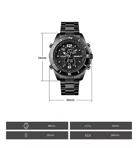 Чоловічий наручний годинник Skmei 1670 (Чорний) - фото 5