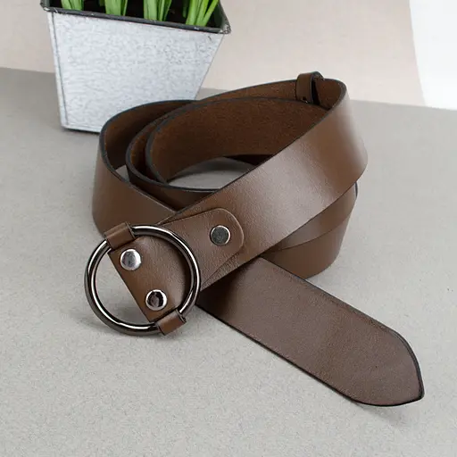 Ремінь жіночий шкіряний коричневий HC-3471 (130 см) під піджак та пальто - фото 8