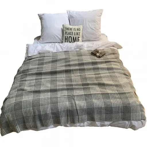 Плед вовняний Vladi Метро 140х200 дим-біло-сірий 5 - фото 1