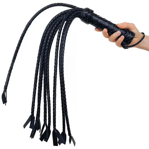 Флогер Art of Sex Кошка, 9 плетеных хвостов по 50 см, цвет черный - фото 2
