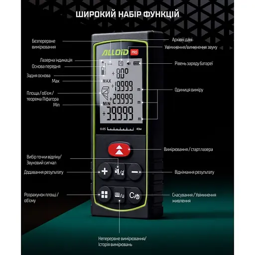 Далекомір Alloid DM-11080 лазерний (DM-11080) - фото 7