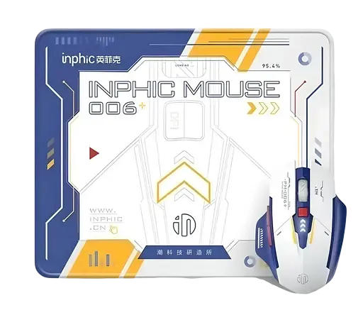 Комплект (миша, килимок) INPHIC F9 White-Blue - фото 3