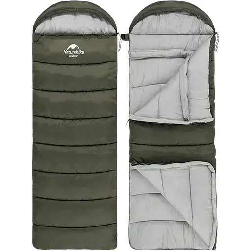 Спальник з капюшоном Naturehike U150 NH20MSD07, 11°C лівий зелений - фото 1