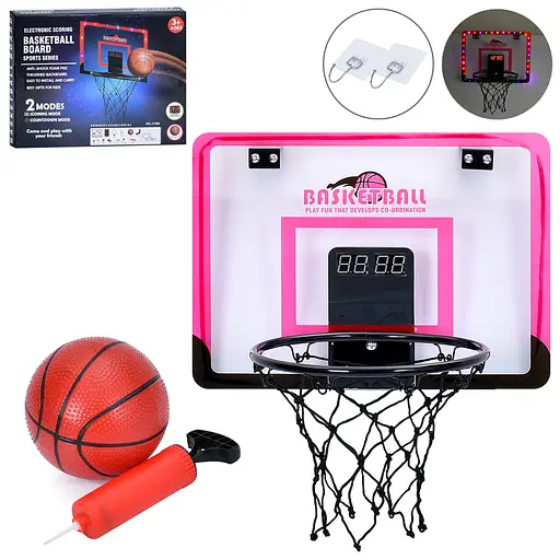 Набір для баскетболу, кільце з сіткою, щит з електронним табло, м’яч, насос MR1406