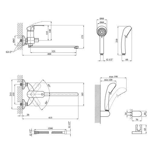 Змішувач для ванної Kroner KRP Konstante - C070 CV023588 Хром - фото 2