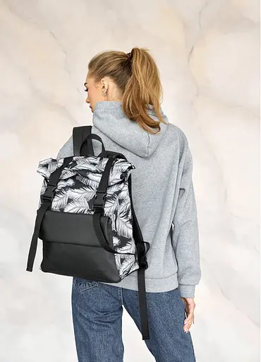 Жіночий рюкзак ролл Sambag RollTop Milton чорний з принтом Palm 41 х 30 х 16 см (24251720) - фото 2