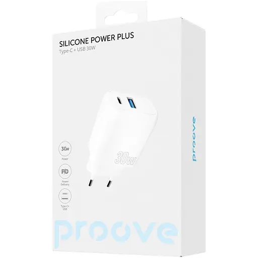 Мережевий зарядний пристрій Proove Silicone Power Plus 30W Type-C + USB White (WCSP3011002) [130282] - фото 5