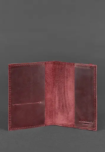 Шкіряна обкладинка для паспорта 1.0 бордова Crazy Horse - фото 4
